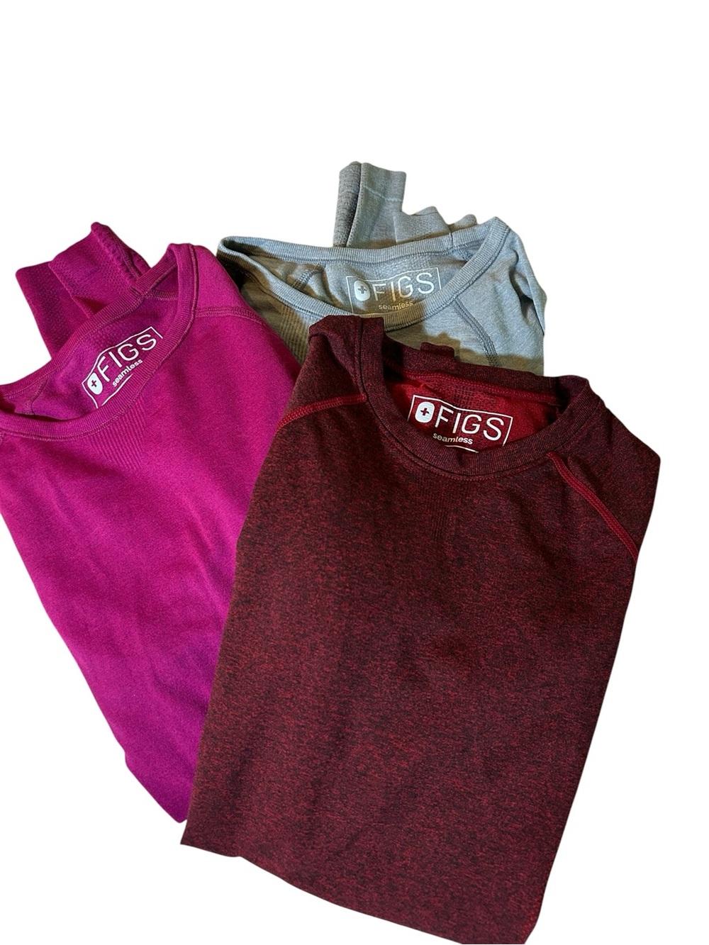 Figs Salta Seamless Tops Bundle - Magenta / Heather Gray / Maroon - Picture 6 of 6